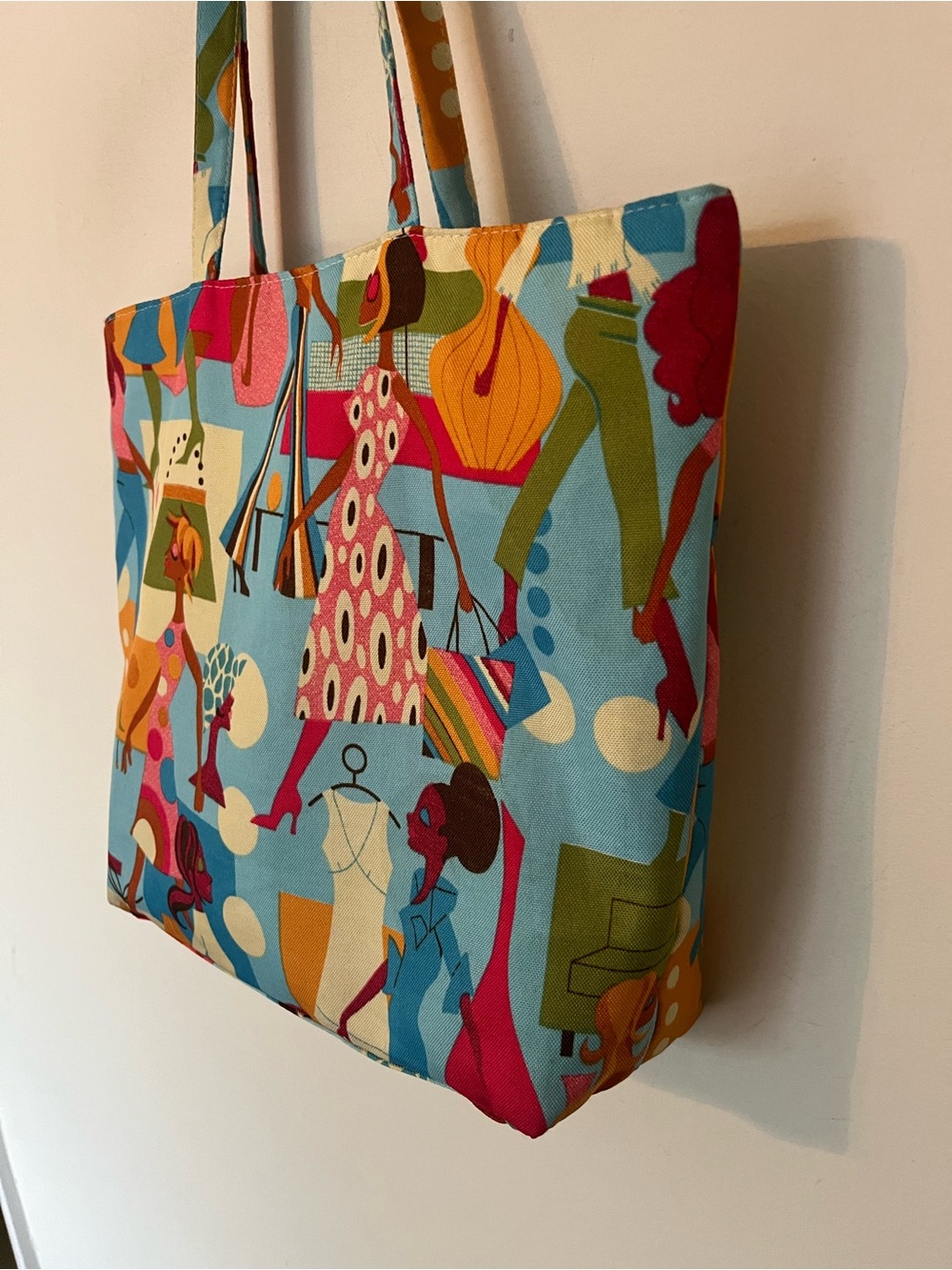 Y2K Fashion Girl Graphic Tote Bag Retro Mod Kitsch Colourful Zip - Picture 4 of 10